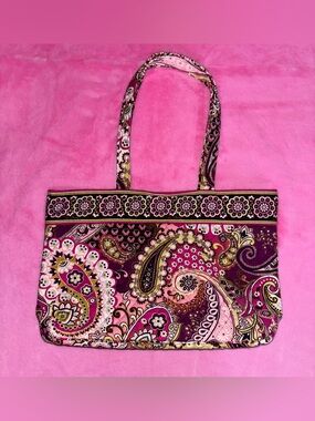 Vera Bradley Pink Paisley Quilted Shoulder Tote